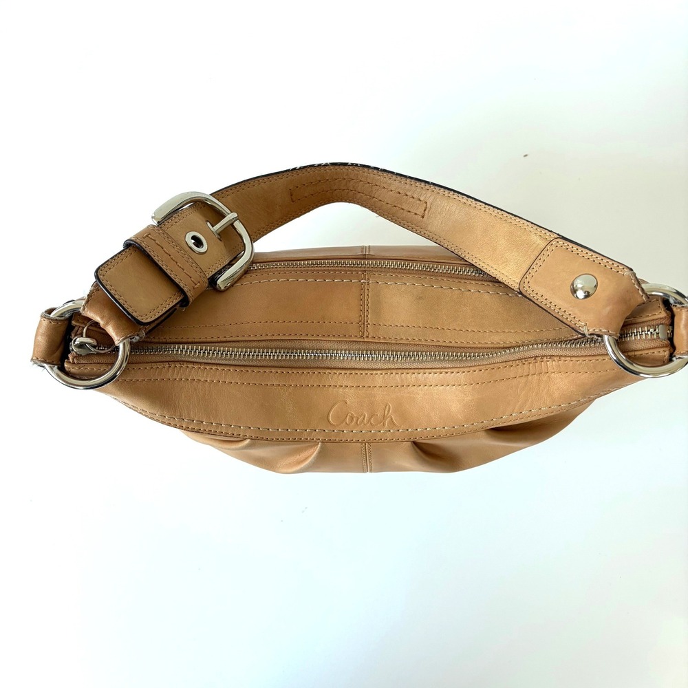 Coach Ergo Pleated Hobo Tan Leather Shoulder Bag F13730 Vintage Buckle Strap - Picture 14 of 15
